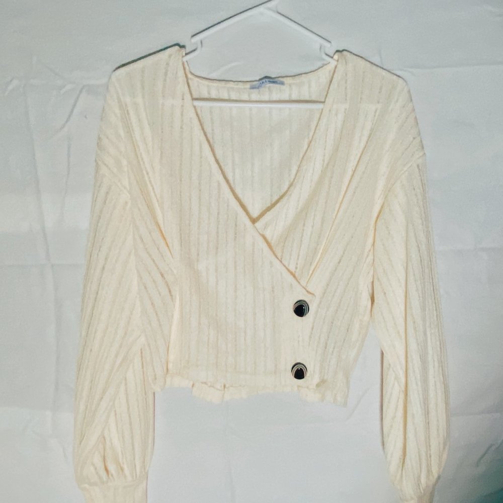 Sheer long-sleeve blouse